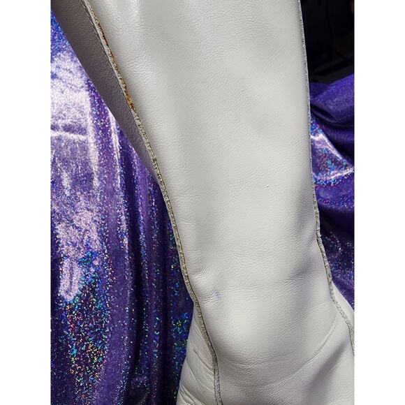 Darker Wavs Dolls Kill Cream Off White Platform Square Toe Zip Up Boots Sz 5 - Picture 4 of 8